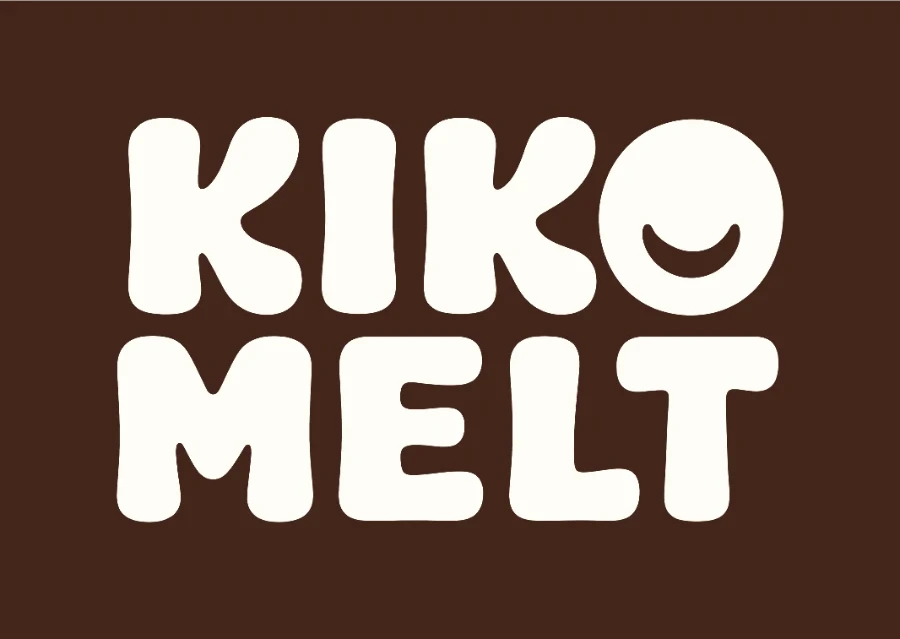 The Kiko Melt lockup in soft white on a dark cocoa ground