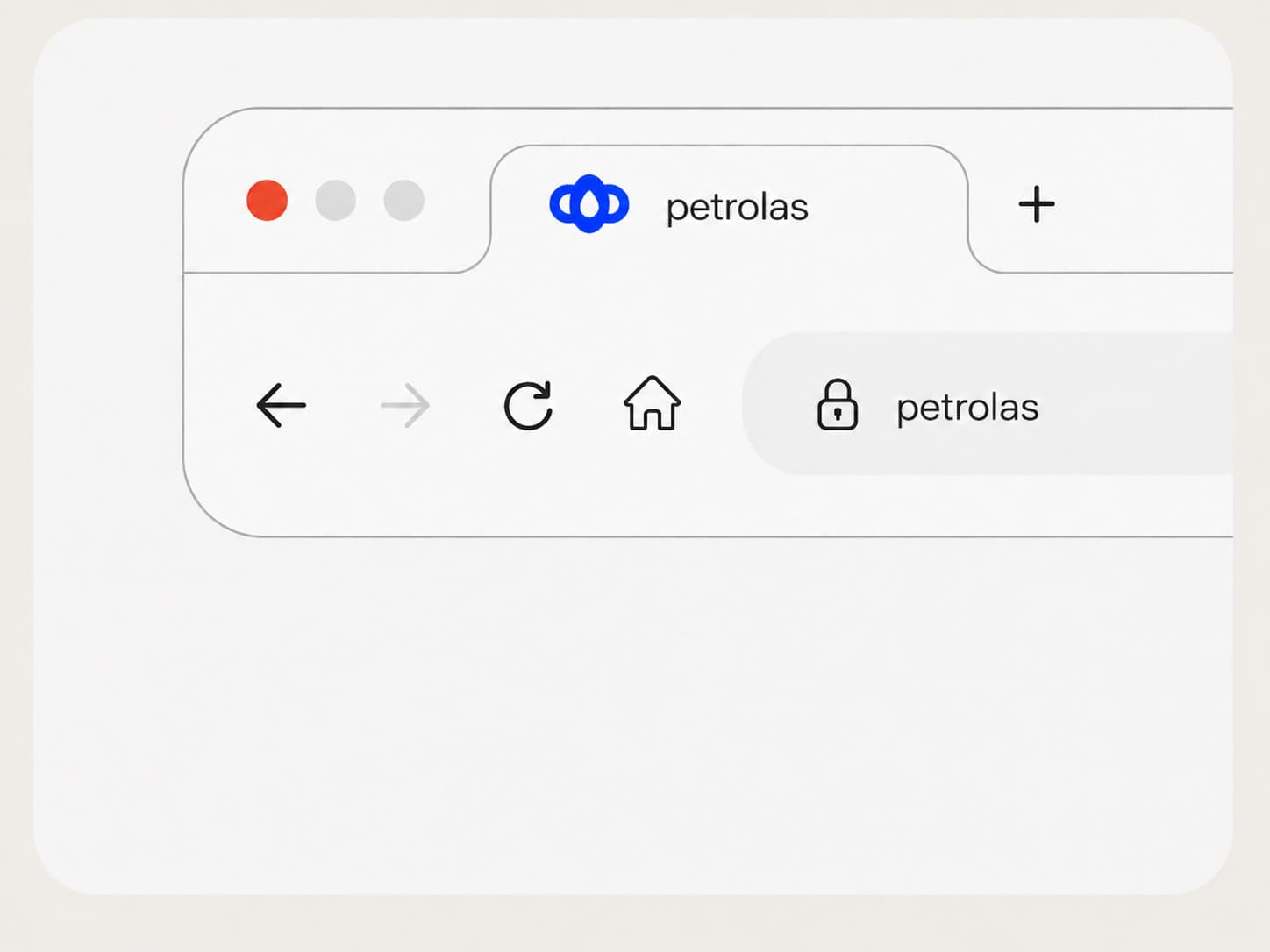 The Petrolas mark as a browser favicon beside the address bar